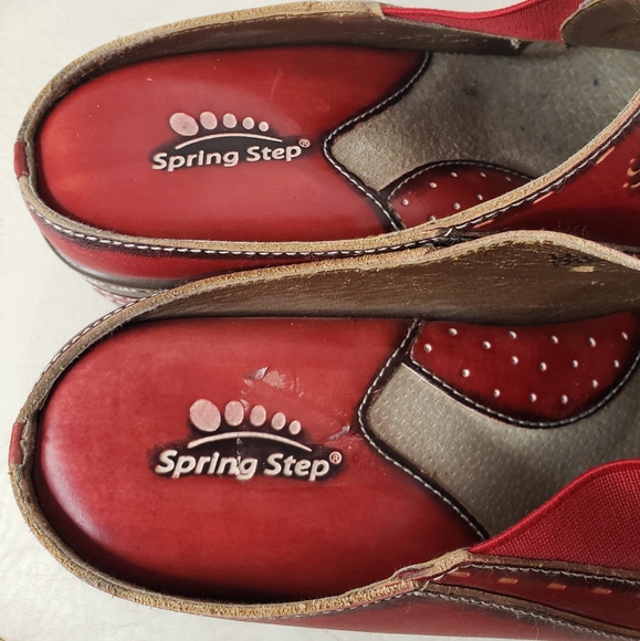 Spring Step L'Artiste Burbank Red Slip-On Leather Clogs Size 39 US 8.5 - Picture 7 of 8